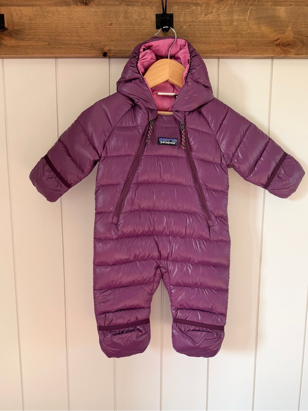 Patagonia Purple Puffer Baby One-Piece Snowsuit